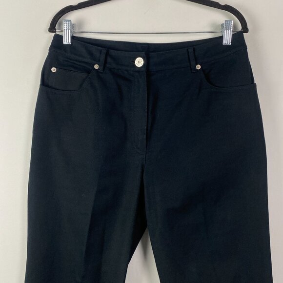 St. John Sport Straight Leg Jeans Size 10 Black High Rise Cotton Stretch - Picture 2 of 10